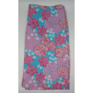 Lilly‎ Pulitzer size 12 Vintage Floral Skirt Dolphin Blue Firecracker Cotton